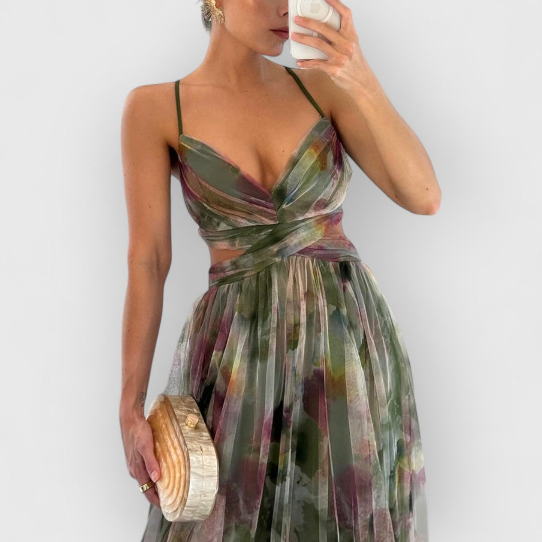 Aurelynn – Draped Cut-Out Maxi Dress
