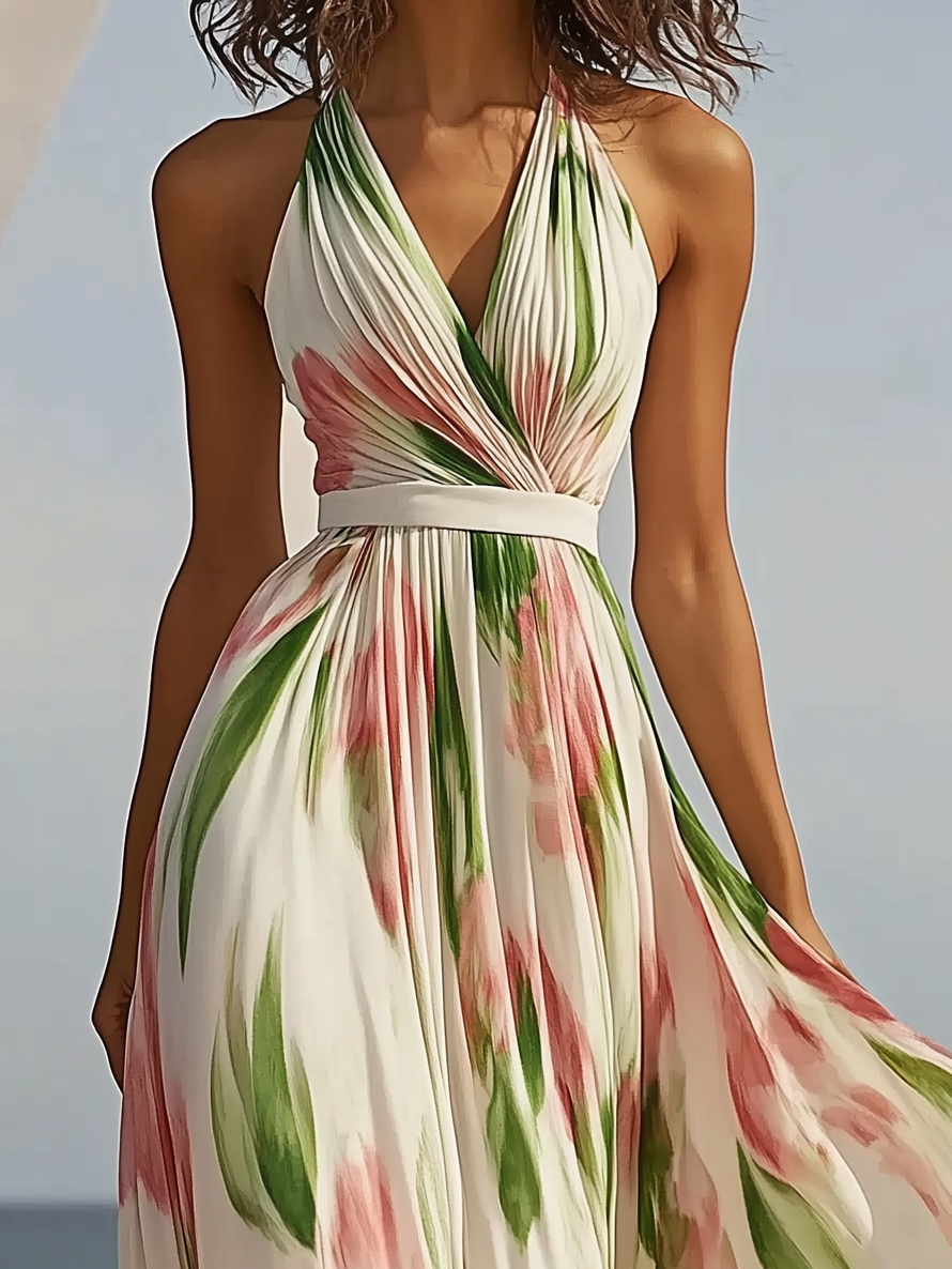 Elegant Floral Print Floral Print Maxi Dress