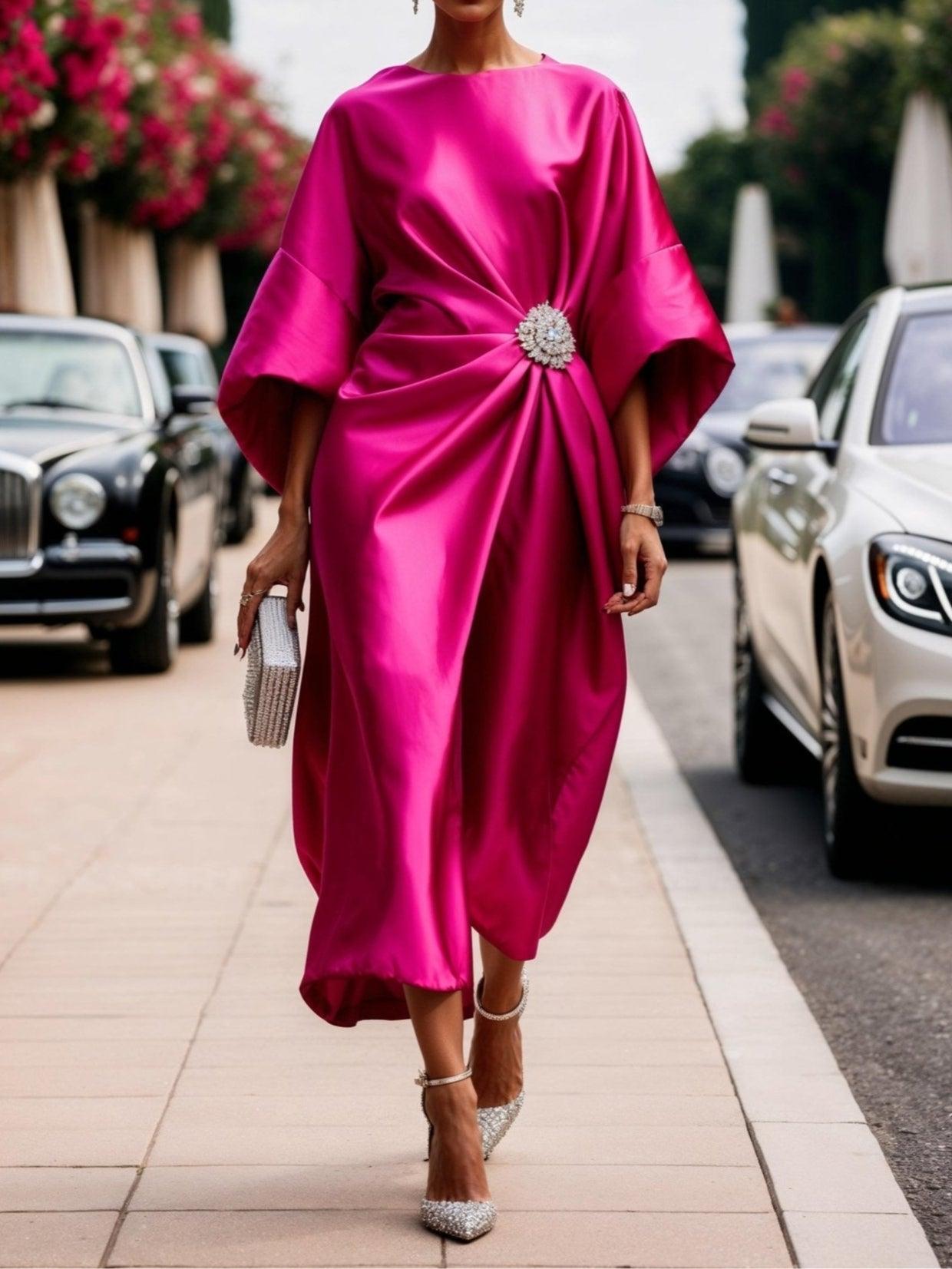 Valencia – Shiny Satin Long Dress