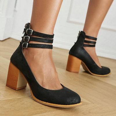 Allegra™ | Sandals with Ankle Strap and Chunky Heel