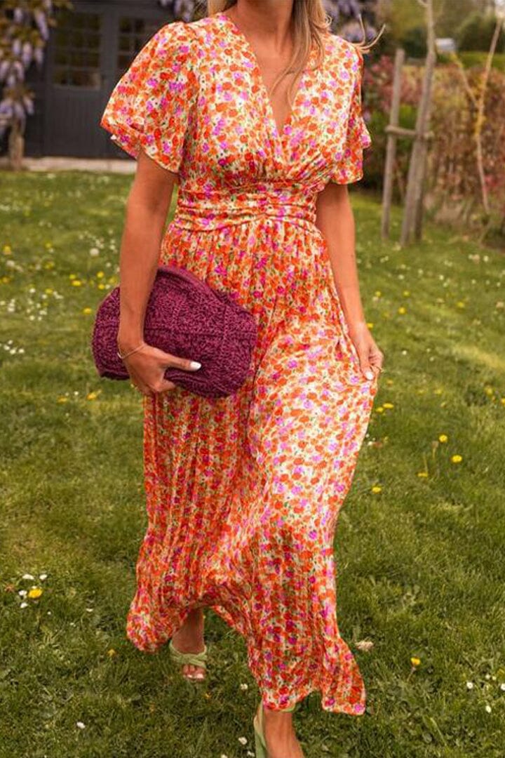 Amelia Rose | Elegant V-Neck Maxi Dress