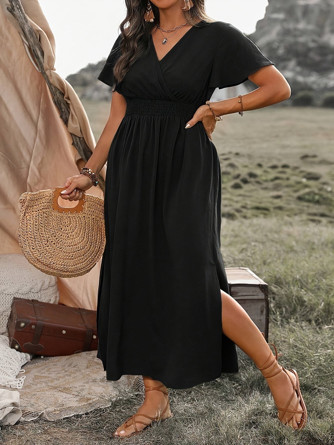 Sharon – Smocked Waist Midi Dress