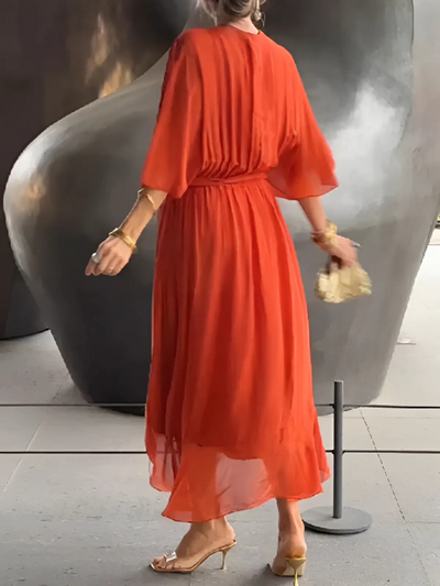 Pauline – Draped V-Neck Midi Dress