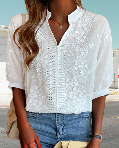 Nina | Elegant White Blouse with Puff Sleeves