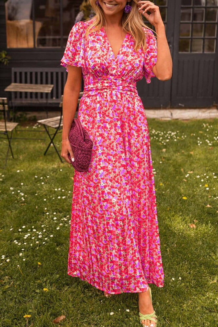Amelia Rose | Elegant V-Neck Maxi Dress