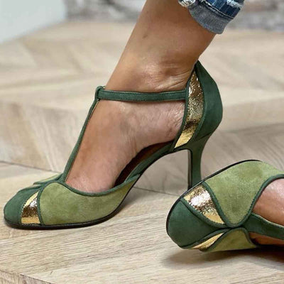 Alessia™ | Patchwork Court Shoes with Strap