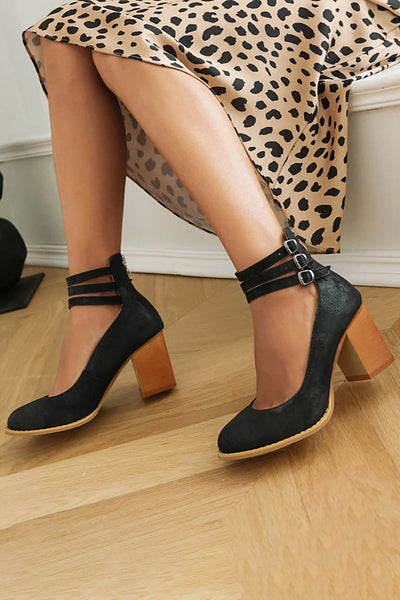 Allegra™ | Sandals with Ankle Strap and Chunky Heel
