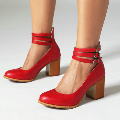 Allegra™ | Sandals with Ankle Strap and Chunky Heel