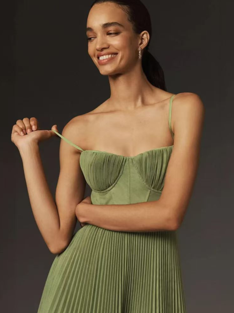 Anwenya – Pleated Midi Evening Dress