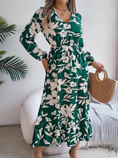 Winika – Floral V-Neck Midi Dress