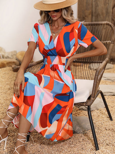 Mayumi – Printed V-Neck Midi Dress