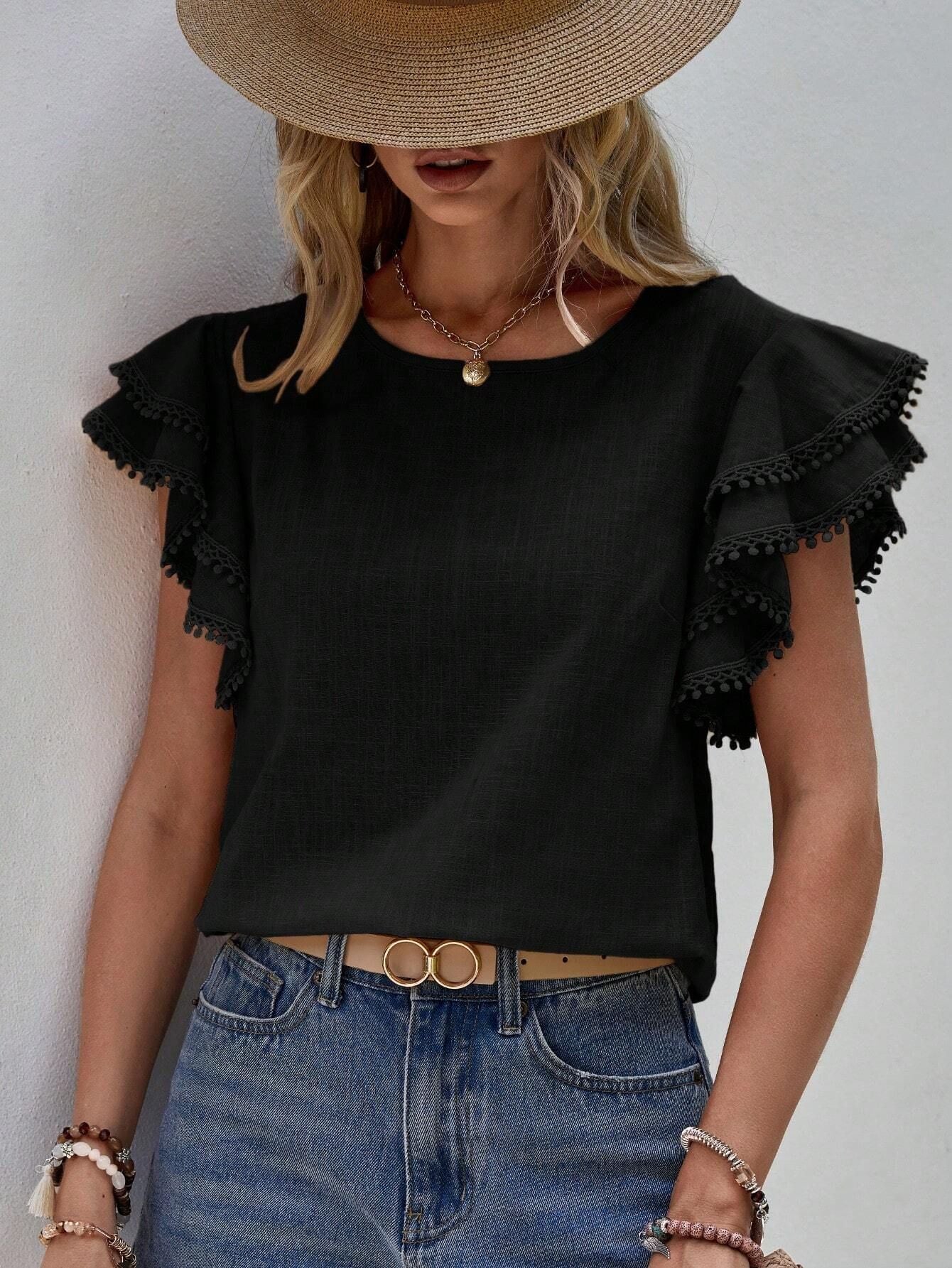 Maristel – Frill Sleeve Textured Blouse