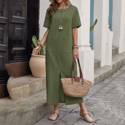 Renate – Short Sleeve Pocket Maxi Dress