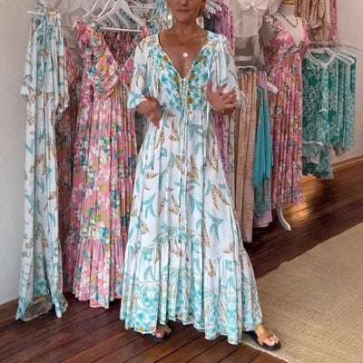 Dotty – Botanical Print Maxi Dress