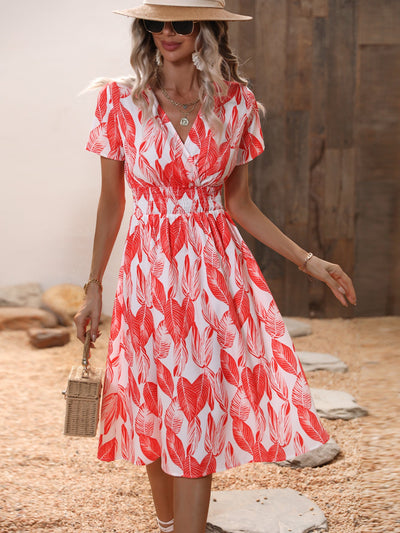 Mayumi – Printed V-Neck Midi Dress