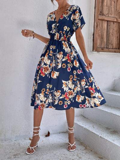 Mayumi – Printed V-Neck Midi Dress