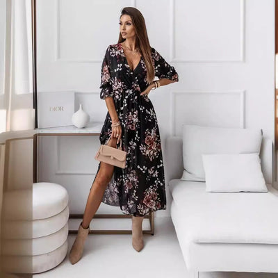 Fenella – Floral Wrap Midi Dress