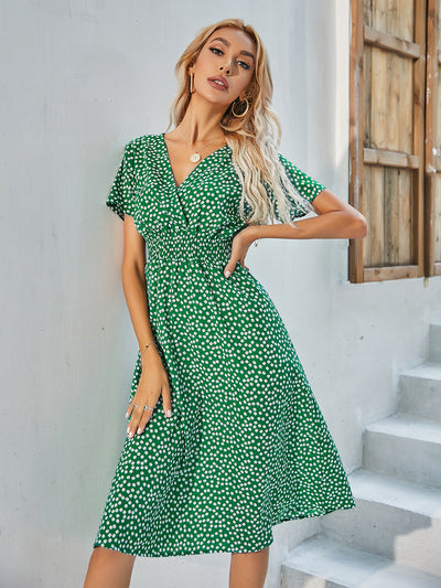 Mayumi – Printed V-Neck Midi Dress