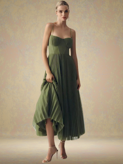 Anwenya – Pleated Midi Evening Dress
