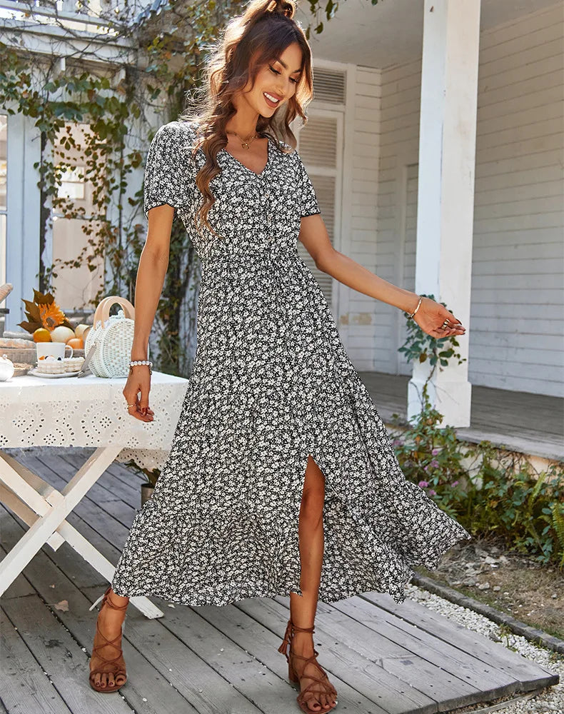 Fernleigh – Floral Button-Front Midi Dress