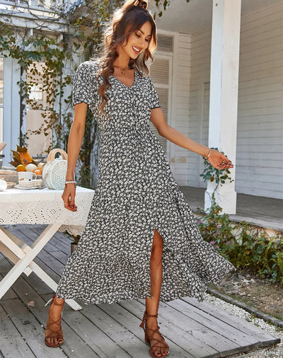 Fernleigh – Floral Button-Front Midi Dress