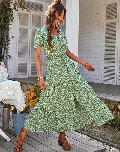 Fernleigh – Floral Button-Front Midi Dress