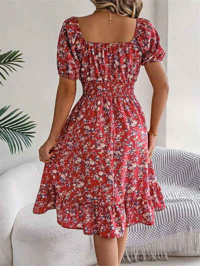Sama – Shirred Floral Midi Dress