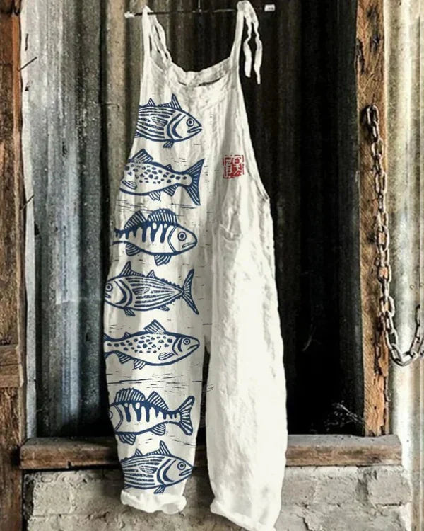 Lemoine™ | Linen Jumpsuit with Japanese Print