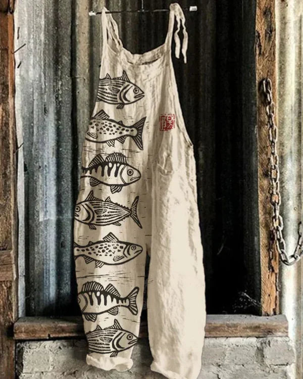 Lemoine™ | Linen Jumpsuit with Japanese Print