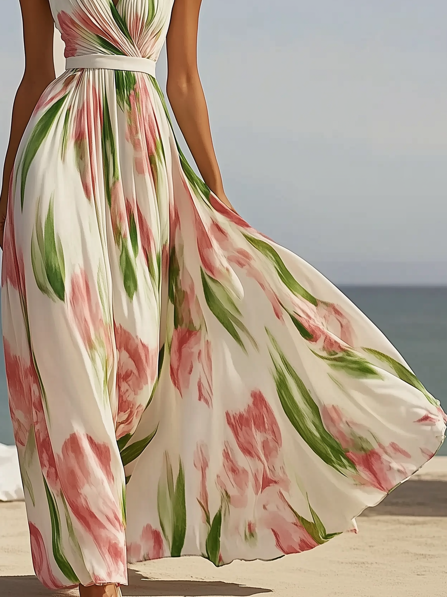 Elegant Floral Print Floral Print Maxi Dress