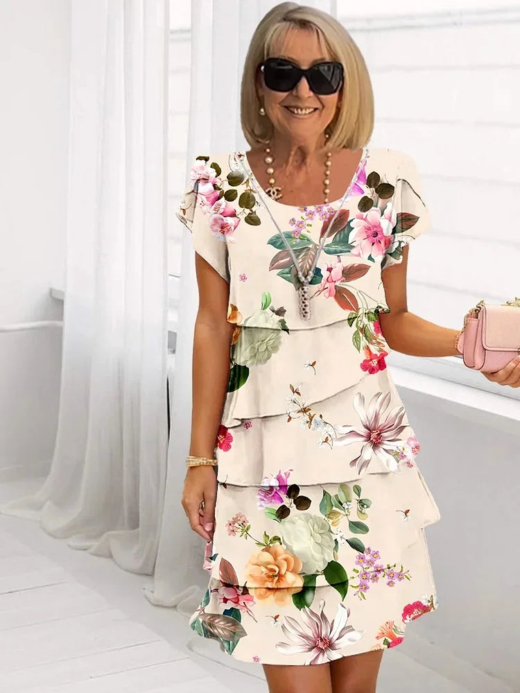 Bella - Pleated Ruffled Floral Dress