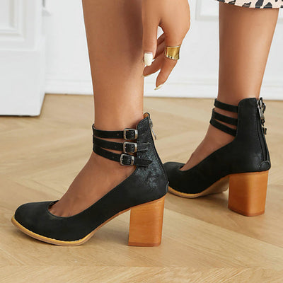 Allegra™ | Sandals with Ankle Strap and Chunky Heel