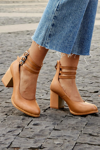 Allegra™ | Sandals with Ankle Strap and Chunky Heel