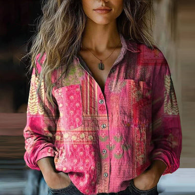 Nina | Retro Floral Print Blouse