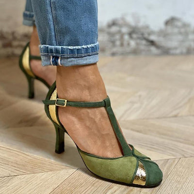 Alessia™ | Patchwork Court Shoes with Strap