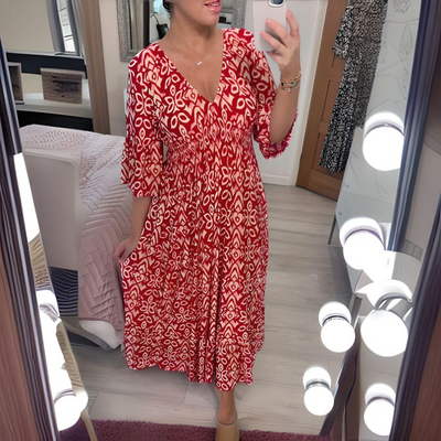 Trisha – Flowy V-Neck Midi Dress