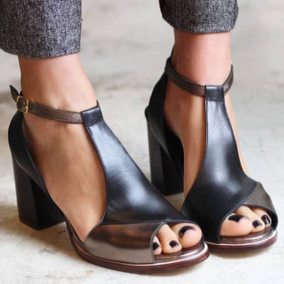 Anais™ | Block Heel Sandal with Patchwork