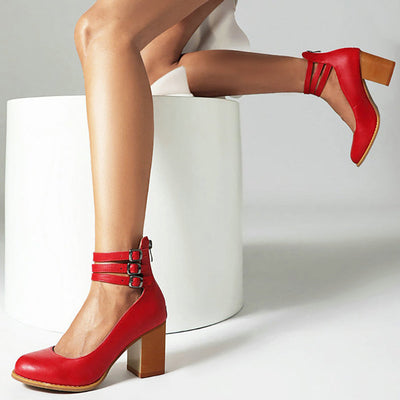 Allegra™ | Sandals with Ankle Strap and Chunky Heel