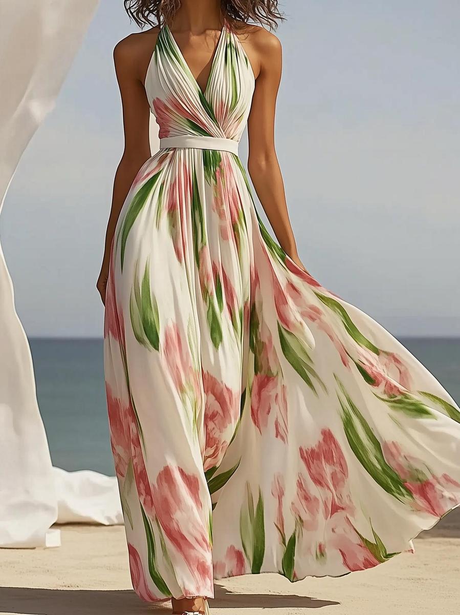 Elegant Floral Print Floral Print Maxi Dress